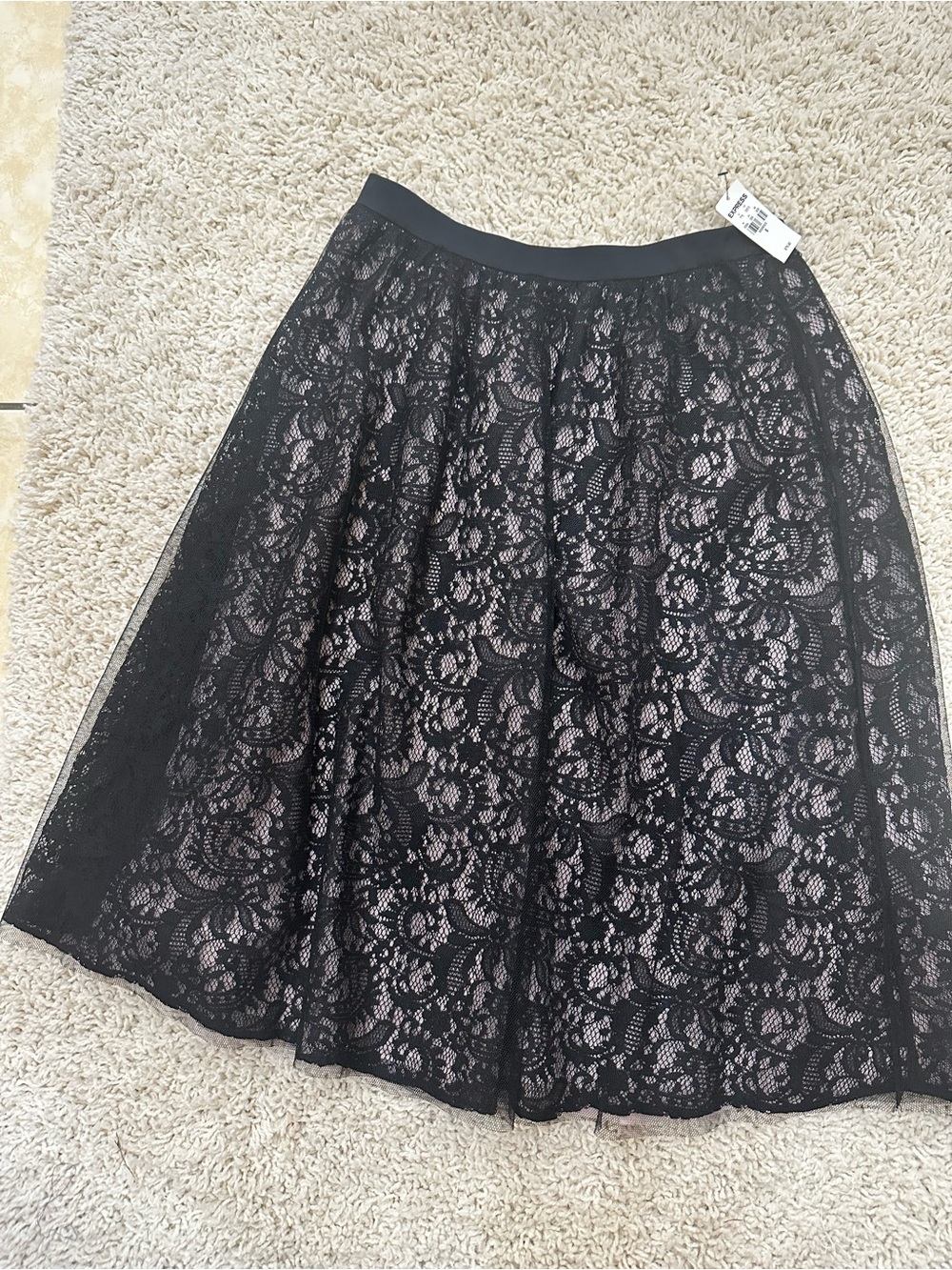 Express Black Lace Circle Skirt
